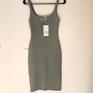 NWT sage green Zara midi dress